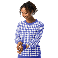 Image 2 of Royal Blue houndstooth Knitted crew neck sweater