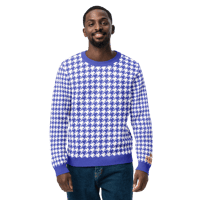 Image 5 of Royal Blue houndstooth Knitted crew neck sweater
