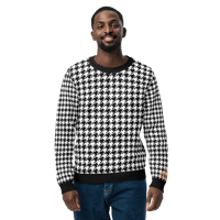 Image 4 of Black houndstooth Knitted crew neck sweater