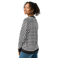 Image 3 of Black houndstooth Knitted crew neck sweater