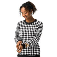 Image 2 of Black houndstooth Knitted crew neck sweater