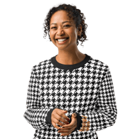 Image 1 of Black houndstooth Knitted crew neck sweater