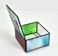 Image 4 of Stained Glass Box with Red, Blue and Green Glass and Black Patina