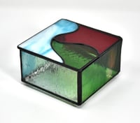 Image 2 of Stained Glass Box with Red, Blue and Green Glass and Black Patina