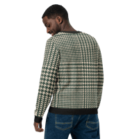 Image 2 of Dark Green Plaid Houndstooth Knitted crew neck sweater
