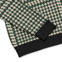 Image 5 of Dark Green Plaid Houndstooth Knitted crew neck sweater