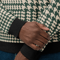 Image 3 of Dark Green Plaid Houndstooth Knitted crew neck sweater