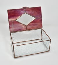 Image 3 of Stained Glass Box with Bevel Diamond Top and Copper Patina
