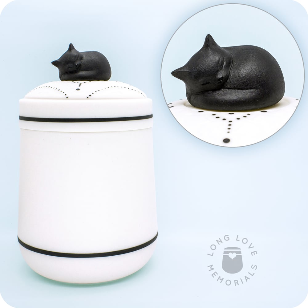 Image of Black Cat Urn for Cat's Ashes: Custom Made Ceramic Pet Memorial