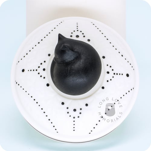 Image of Black Cat Urn for Cat's Ashes: Custom Made Ceramic Pet Memorial