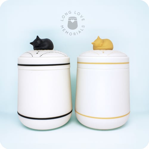 Image of Black Cat Urn for Cat's Ashes: Custom Made Ceramic Pet Memorial