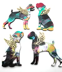 Image 1 of Four Boxer Angel Ornament Tin Box Set #13