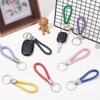 Image 4 of Braided Leather Loop Keychain – Car & House Key Holder 
