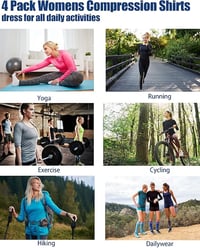 Image 4 of 4 Pack Women's Compression Shirt Long Sleeve Performance 
