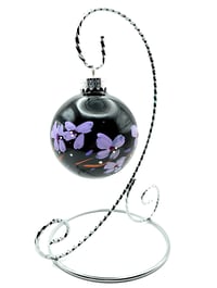 Glossy Black Cream With Purple Flowers 