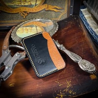 Image 1 of Every Wallet - Black & Wood Grain Tan