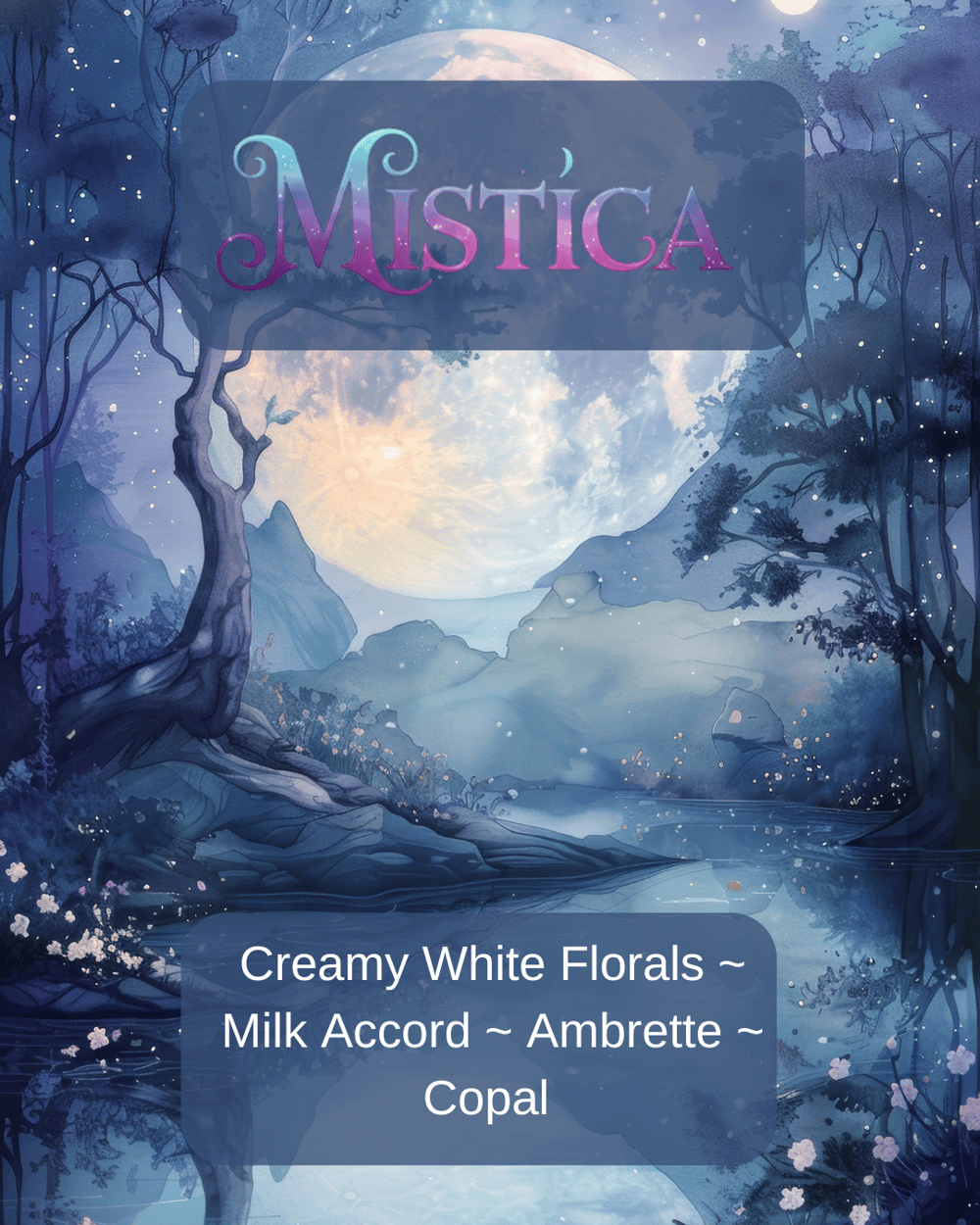 Image of Mistica Eau De Parfum. Creamy White Florals and Copal. .5oz; 15ml