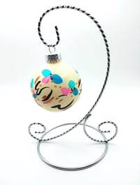 Glossy White Cream With Teal Aqua and Pink