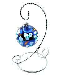 Glossy Blue With Sky Blue Flowers 