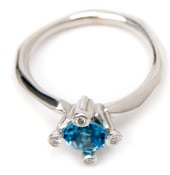 Image of Blue Topaz and Diamond 4 Prong Ring