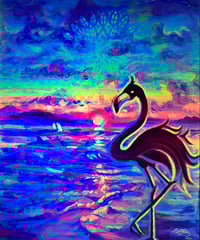 Image 2 of Neon Flamingo Sunset (Blacklight Reactive)