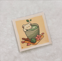 Poster - Foamy bear matcha latte Semi-gloss finish)