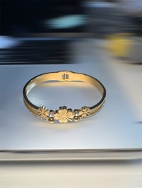Image 3 of BANGLE BRACELET STAINLESS STEEL LUCKY FLOWER