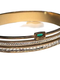 Image 3 of BANGLE BRACELET STAINLESS STEEL- GREEN STONE