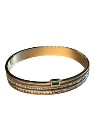 Image 4 of BANGLE BRACELET STAINLESS STEEL- GREEN STONE