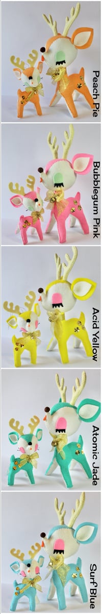 Image 4 of Handmade Retro Felt Christmas Large and Small Reindeer