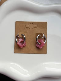 Image 1 of Dark Pink Flower Huggies Stainless Steel