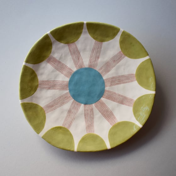 Image of Green and Turquoise Seed Head Plate