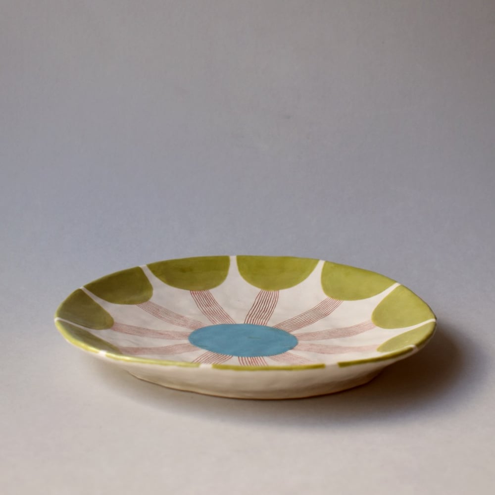 Image of Green and Turquoise Seed Head Plate