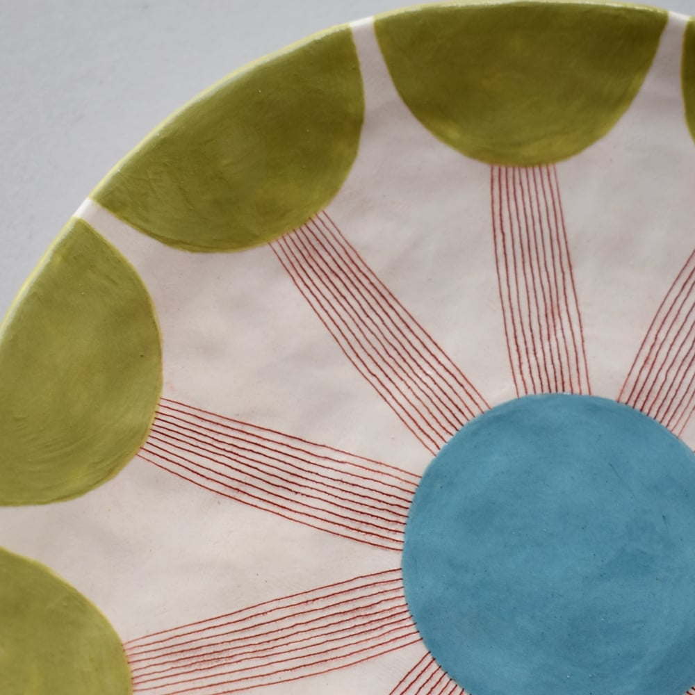 Image of Green and Turquoise Seed Head Plate