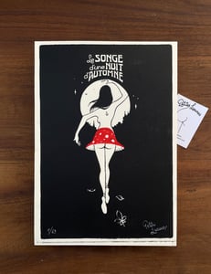Image of "Le Songe d'une Nuit d'Automne " handmade woodcut art print