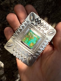 Image 3 of WL&A Handmade Large Heavy Ingot Repoussé Belt Buckle - Sonoran Desert - Size 3.7 x 2.6"