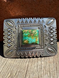 Image 2 of WL&A Handmade Large Heavy Ingot Repoussé Belt Buckle - Sonoran Desert - Size 3.7 x 2.6"