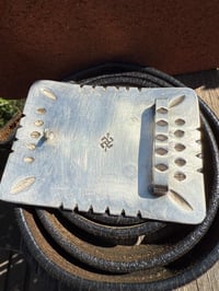 Image 5 of WL&A Handmade Large Heavy Ingot Repoussé Belt Buckle - Sonoran Desert - Size 3.7 x 2.6"