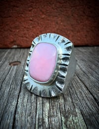 Image 1 of WL&A Handmade High Grade Pink Opal Heavy Signet Ring - Size 11