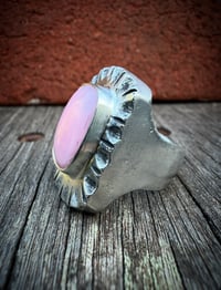 Image 3 of WL&A Handmade High Grade Pink Opal Heavy Signet Ring - Size 11