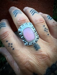 Image 4 of WL&A Handmade High Grade Pink Opal Heavy Signet Ring - Size 11
