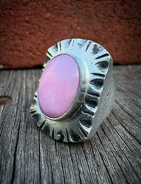 Image 1 of WL&A Handmade High Grade Pink Opal Heavy Signet Ring - Size 10
