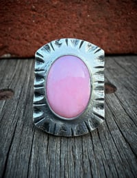 Image 2 of WL&A Handmade High Grade Pink Opal Heavy Signet Ring - Size 10