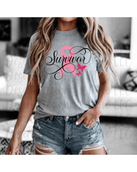 Image 2 of Breast Cancer Survivor Swirls Shirt 