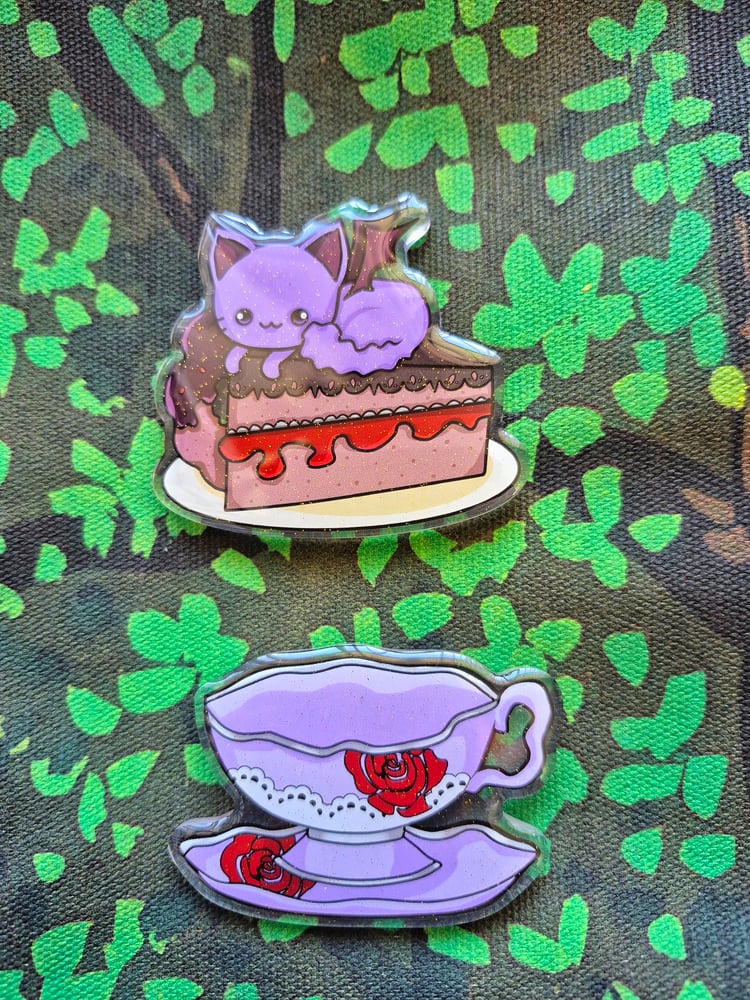 Image of Gothic Tea Time Set of 2 Magnets - Time for Cake!