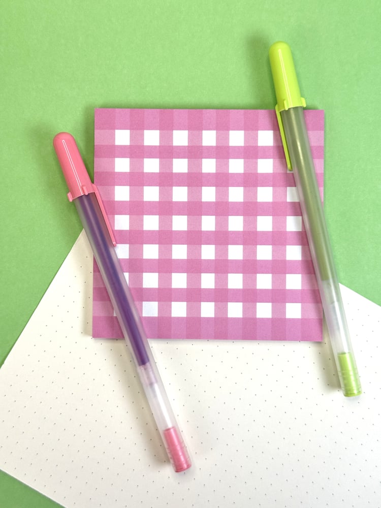Image of Pink Gingham Sticky Notes