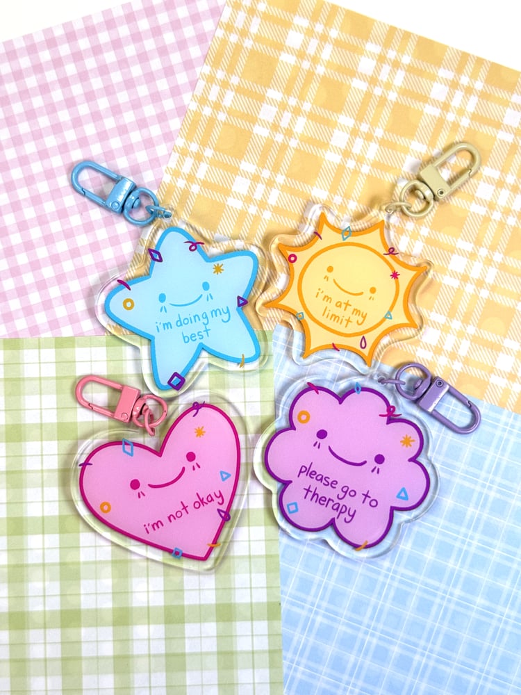 Image of What's On Your Mind Acrylic Keychain Set