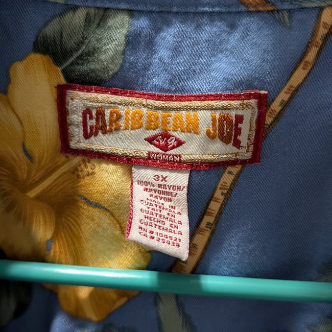 Blue Floral Hawaiian Tropical Button Up Vacation Shirt Sz 3x