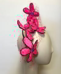 Image 3 of Bright pink sequin flowers headpiece