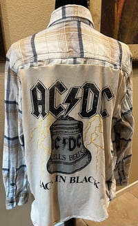 Vintage Cream/Beige/Navy Flannel Shirt AC/DC